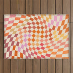 Orange, Yellow & Pink  Swirl Checker Outdoor Rug Gallery Image 1