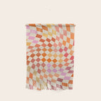 Orange, Yellow & Pink  Swirl Checker Wall Hanging Gallery Image 1