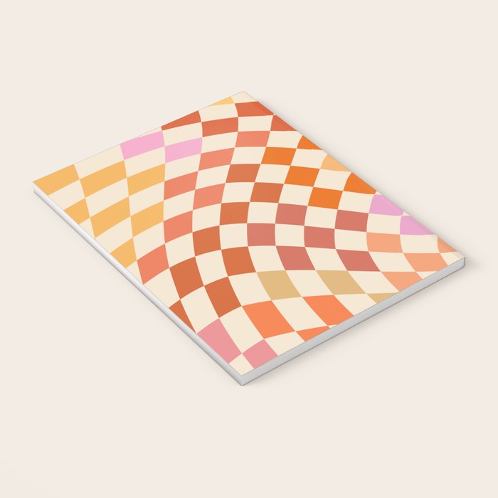 Orange, Yellow & Pink  Swirl Checker Notebook Gallery Image 3