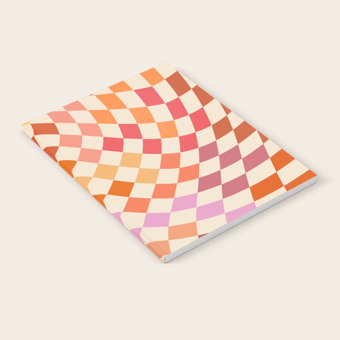Orange, Yellow & Pink  Swirl Checker Notebook Gallery Image 2