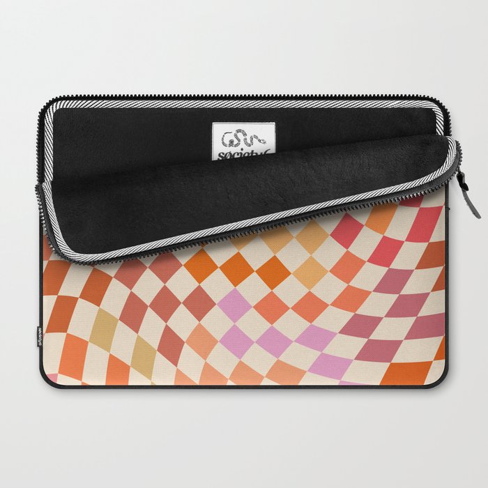 Orange, Yellow & Pink  Swirl Checker Laptop Sleeve Gallery Image 2