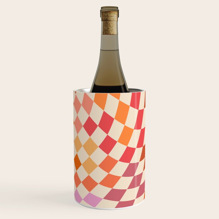 Orange, Yellow & Pink  Swirl Checker Wine Chiller Gallery Image 3