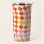 Orange, Yellow & Pink  Swirl Checker Travel Mug Gallery Image 1