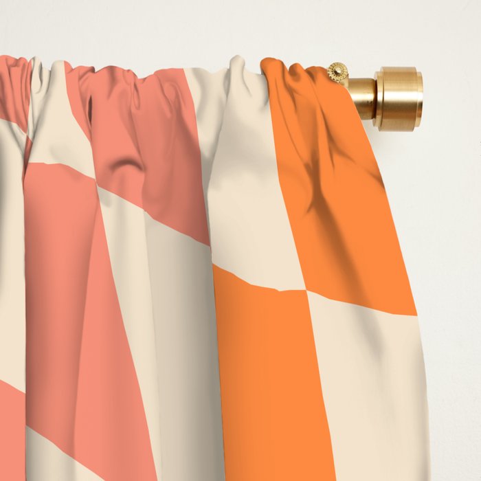 Orange, Yellow & Pink  Swirl Checker Window Curtain Gallery Image 2