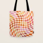 Orange, Yellow & Pink  Swirl Checker Tote Bag Gallery Image 1