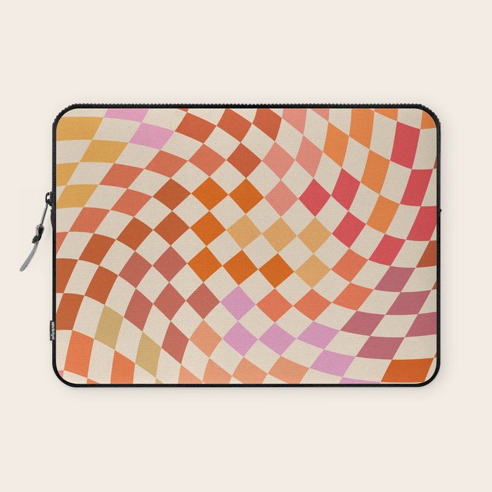 Orange, Yellow & Pink  Swirl Checker Laptop Sleeve Gallery Image 1