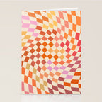 Orange, Yellow & Pink  Swirl Checker Stationery Card Gallery Image 2