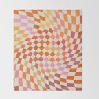 Orange, Yellow & Pink  Swirl Checker Throw Blanket Gallery Image 2