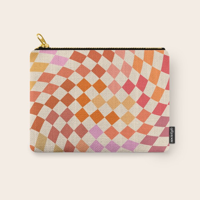 Orange, Yellow & Pink  Swirl Checker Carry All Pouch Gallery Image 1