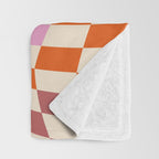 Orange, Yellow & Pink  Swirl Checker Throw Blanket Gallery Image 3