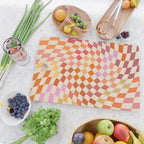 Orange, Yellow & Pink  Swirl Checker Cutting Board Gallery Image 2