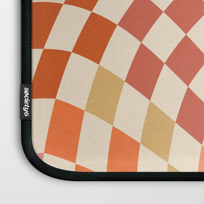 Orange, Yellow & Pink  Swirl Checker Laptop Sleeve Gallery Image 3