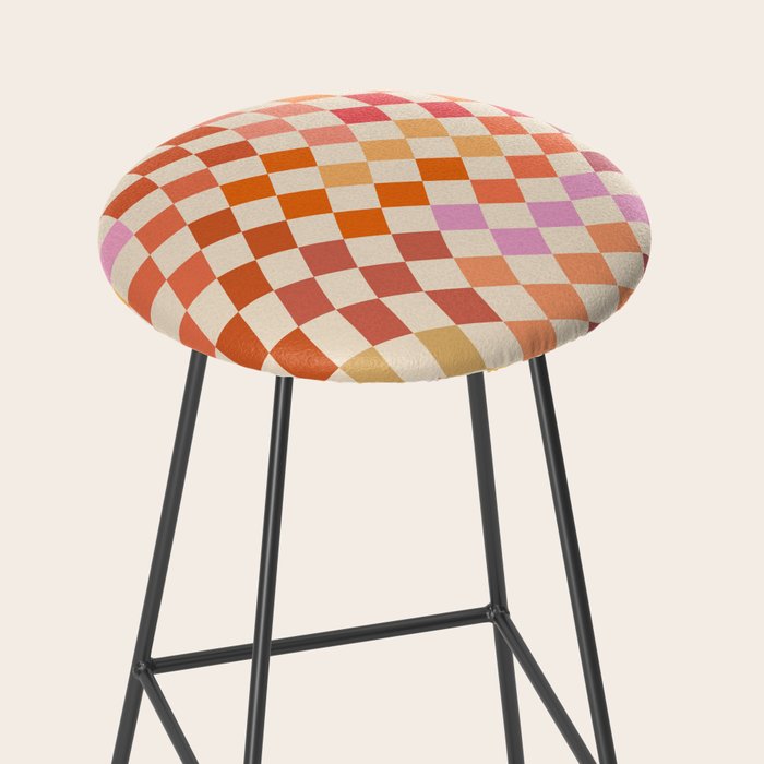 Orange, Yellow & Pink  Swirl Checker Stool Gallery Image 2