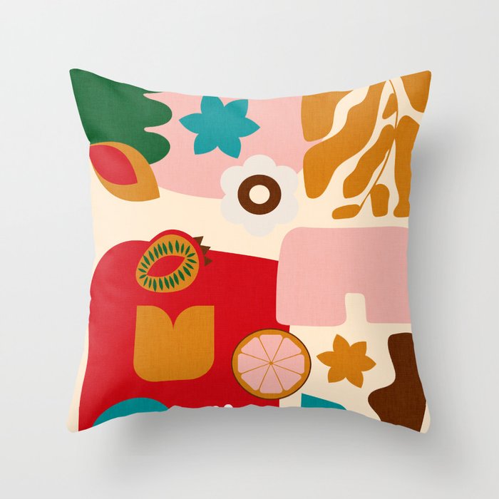 abstract maximalist shapes organic 2 Throw Pillow Gallery Image 1