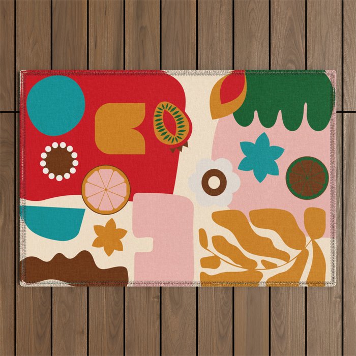 abstract maximalist shapes organic 2 Outdoor Rug Gallery Image 1