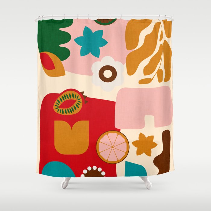 abstract maximalist shapes organic 2 Shower Curtain Gallery Image 1
