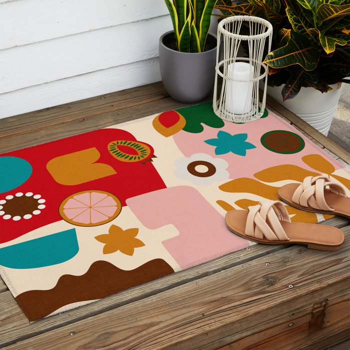abstract maximalist shapes organic 2 Outdoor Rug Gallery Image 2