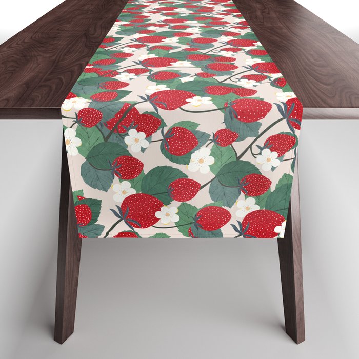 Strawberries and leaves Table Runner Gallery Image 1