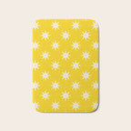 Northern Winter Star Festive Grid Pink White and Bright Yellow Bath Mat Gallery Image 1