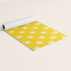 Northern Winter Star Festive Grid Pink White and Bright Yellow Yoga Mat Gallery Image 2