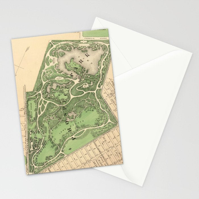 Old Prospect Park Map (1874) Vintage Brooklyn Public Square Atlas Stationery Card Gallery Image 2