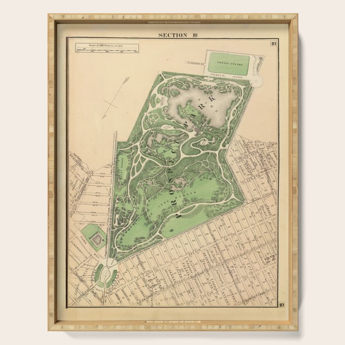 Old Prospect Park Map (1874) Vintage Brooklyn Public Square Atlas Serving Tray Gallery Image 1