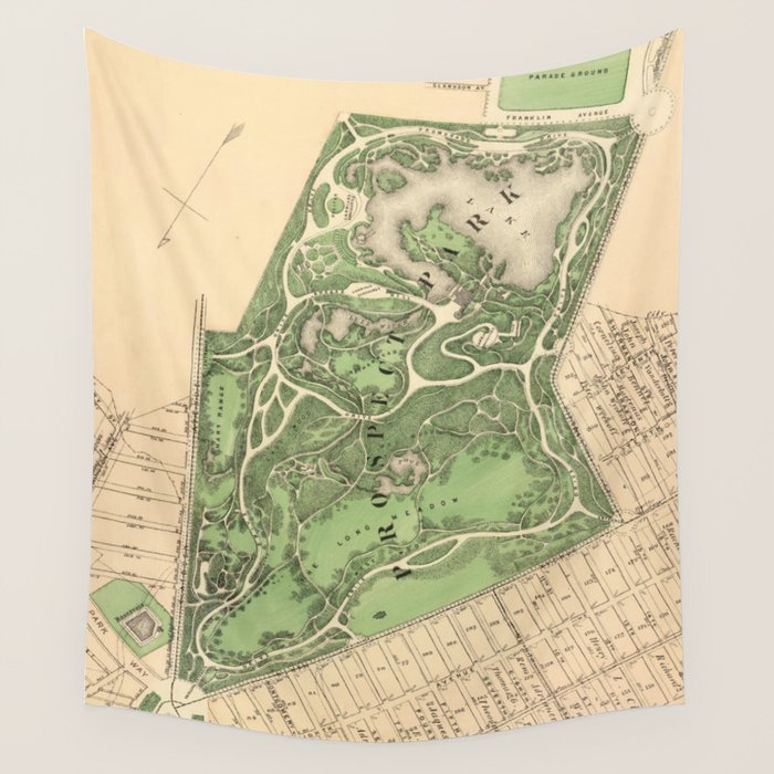 Old Prospect Park Map (1874) Vintage Brooklyn Public Square Atlas Wall Tapestry Gallery Image 4