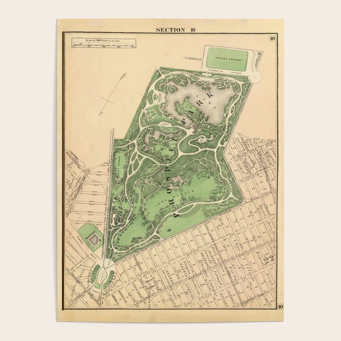 Old Prospect Park Map (1874) Vintage Brooklyn Public Square Atlas Poster Gallery Image 1