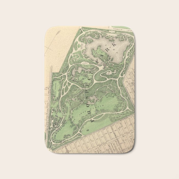 Old Prospect Park Map (1874) Vintage Brooklyn Public Square Atlas Bath Mat Gallery Image 1