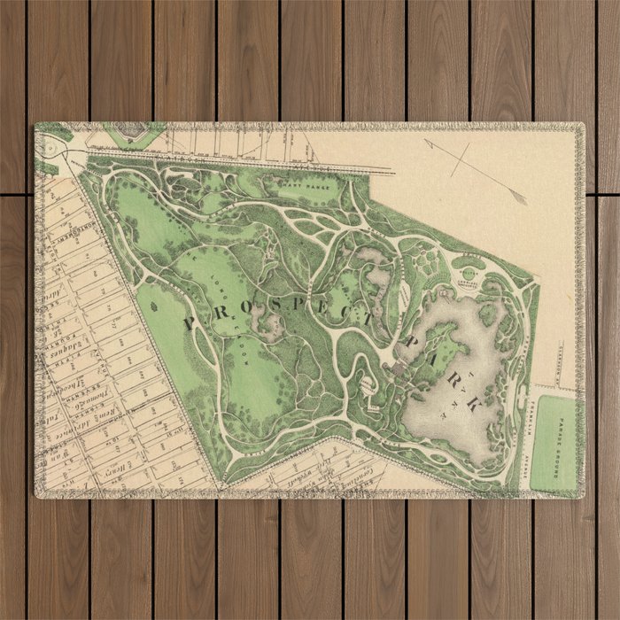 Old Prospect Park Map (1874) Vintage Brooklyn Public Square Atlas Outdoor Rug Gallery Image 1