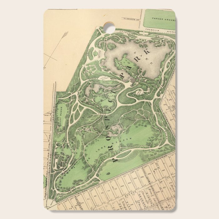 Old Prospect Park Map (1874) Vintage Brooklyn Public Square Atlas Cutting Board Gallery Image 1