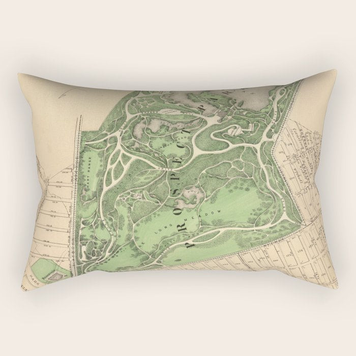 Old Prospect Park Map (1874) Vintage Brooklyn Public Square Atlas Rectangular Pillow Gallery Image 2