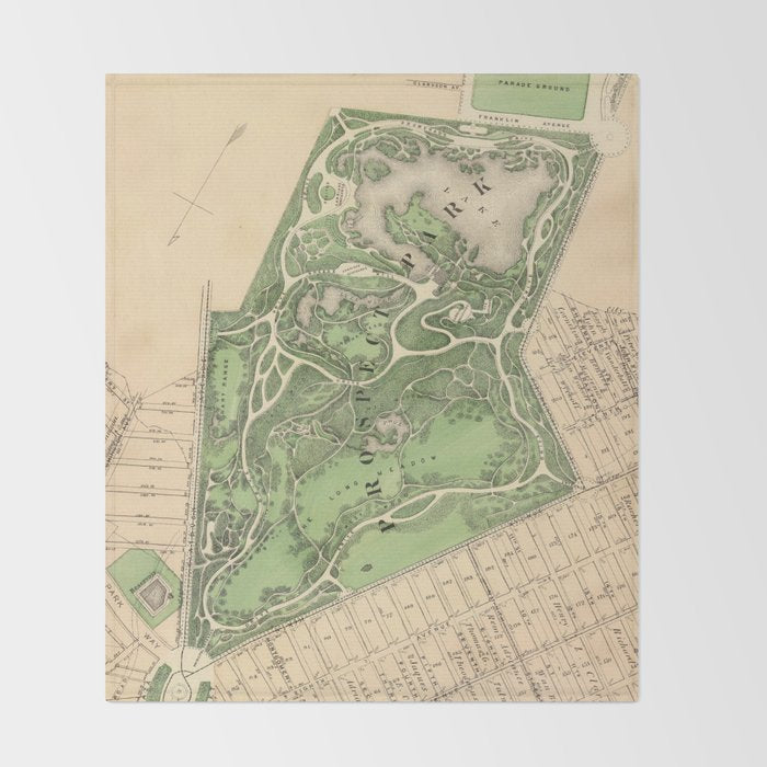 Old Prospect Park Map (1874) Vintage Brooklyn Public Square Atlas Throw Blanket Gallery Image 2