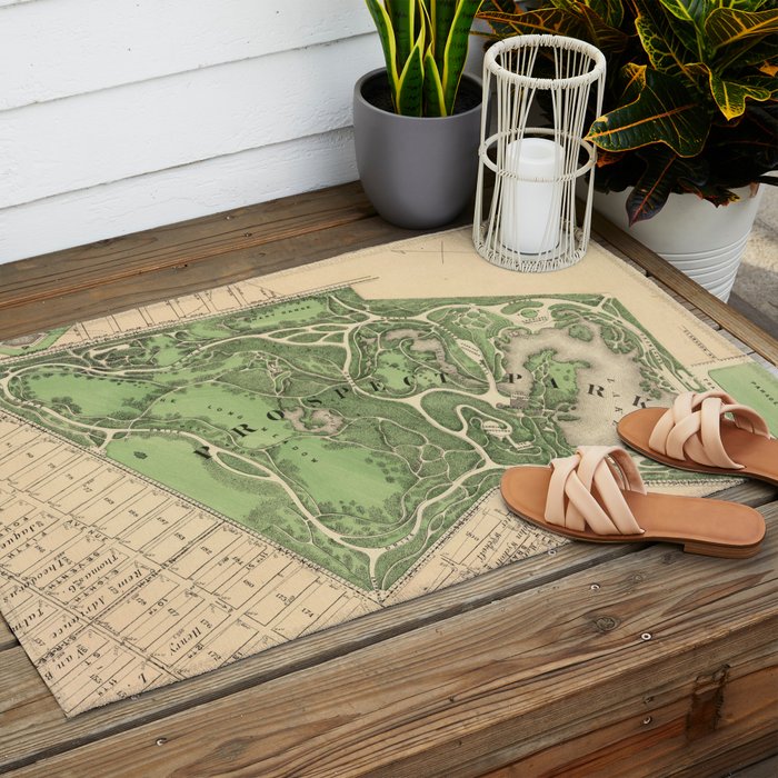 Old Prospect Park Map (1874) Vintage Brooklyn Public Square Atlas Outdoor Rug Gallery Image 2