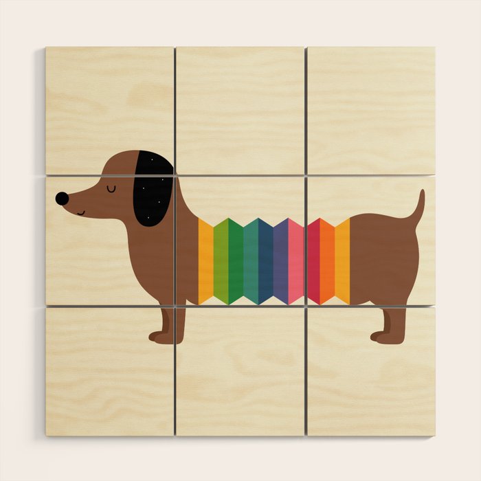 Rainbow Dooooog Wood Wall Art Gallery Image 1