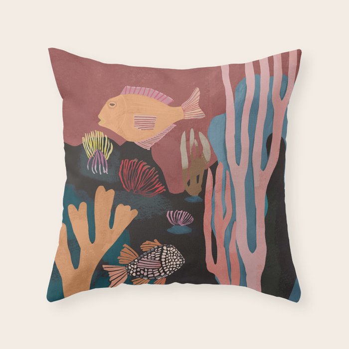 Underwater Landscape Throw Pillow Gallery Image 1