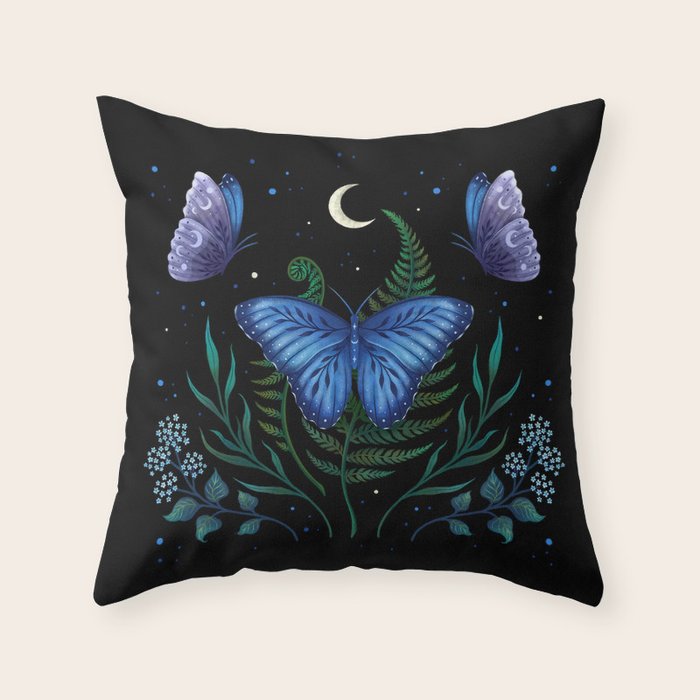 Blue Morpho Butterfly Throw Pillow Gallery Image 6