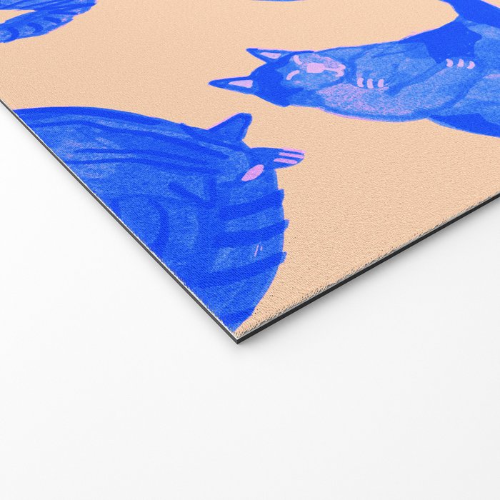 Sleepy Cozy Kitty Cats in Blue & Pink Welcome Mat Gallery Image 2