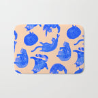 Sleepy Cozy Kitty Cats in Blue & Pink Bath Mat Gallery Image 1