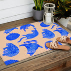 Sleepy Cozy Kitty Cats in Blue & Pink Outdoor Rug Gallery Image 2