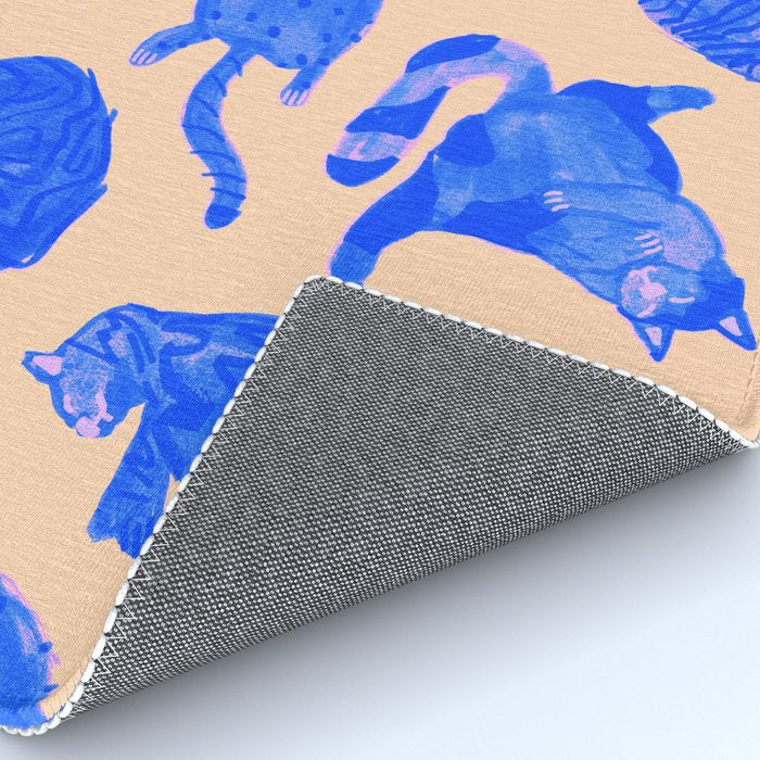 Sleepy Cozy Kitty Cats in Blue & Pink Rug Gallery Image 4
