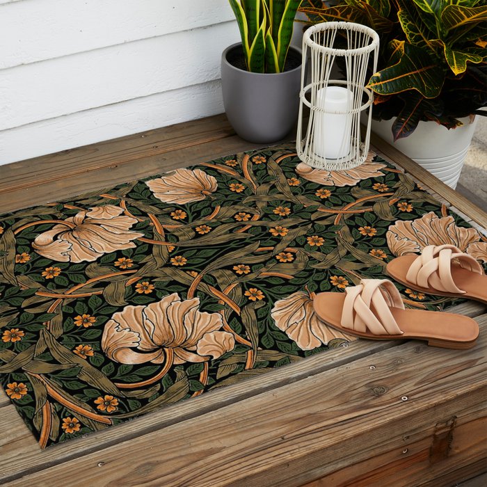 William Morris Pimpernel,No.2, William Morris floral design  Outdoor Rug Gallery Image 2