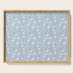 Vintage Small Block Print Floral - Sky Serving Tray Gallery Image 1