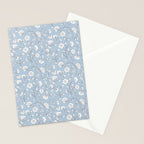 Vintage Small Block Print Floral - Sky Stationery Card Gallery Image 2