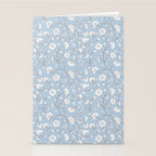 Vintage Small Block Print Floral - Sky Stationery Card Gallery Image 2