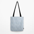 Vintage Small Block Print Floral - Sky Tote Bag Gallery Image 2