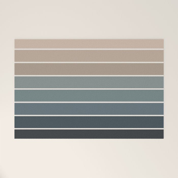 Gradient Arch XXVIII Earthy Blue Mid Century Modern Rainbow Welcome Mat Gallery Image 1