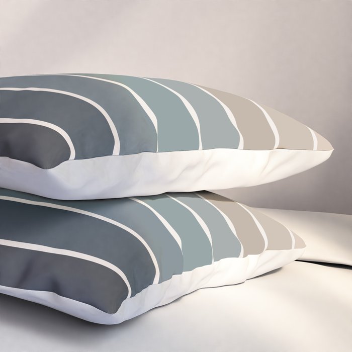 Gradient Arch XXVIII Earthy Blue Mid Century Modern Rainbow Pillow Sham Gallery Image 3