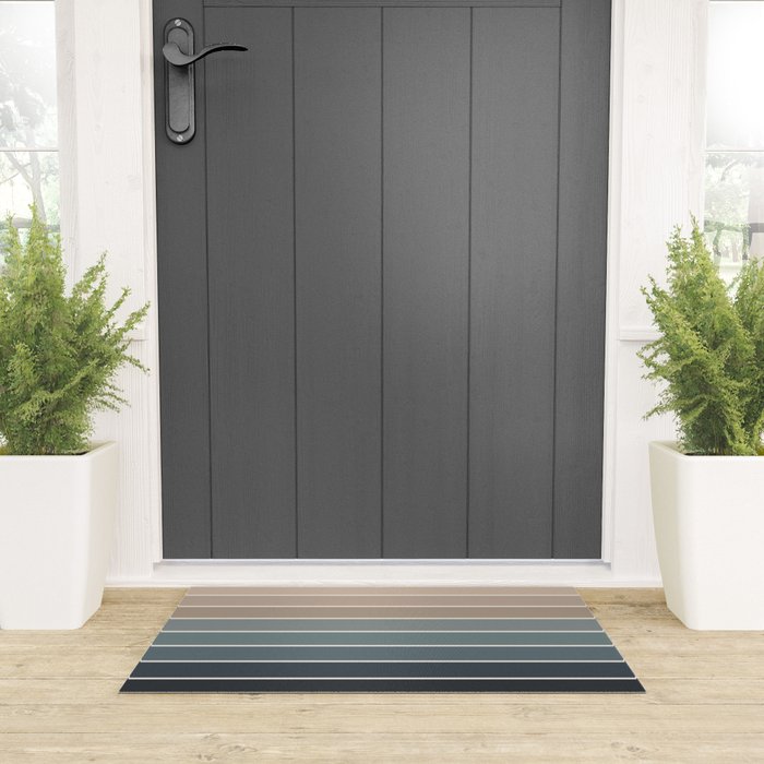 Gradient Arch XXVIII Earthy Blue Mid Century Modern Rainbow Welcome Mat Gallery Image 3