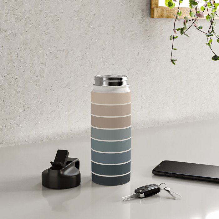 Gradient Arch XXVIII Earthy Blue Mid Century Modern Rainbow Water Bottle Gallery Image 4
